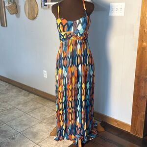 Maeve Anthropologie Noetzie maxi dress women’s size XS geometric artsy strappy b